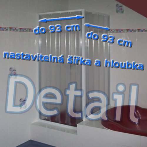 Sprchový kout Akvabel s nastavitelnými rozměry - Vyberte rozměr sprchového koutu: šířka do 93 cm, hloubka do 93 cm, výška 185 cm